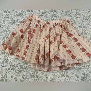 Free People Floral Gaia Skirt - Cream and Red
